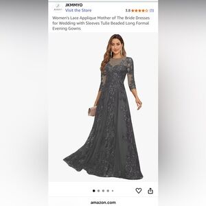 Elegant Gray Lace Evening Gown